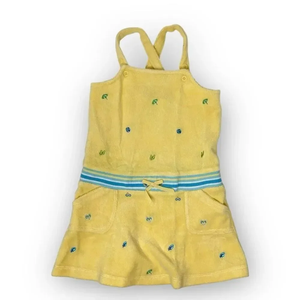 Gymboree Pool Party Yellow Embroidered Terry Dress Vintage 2004 18-24 Months